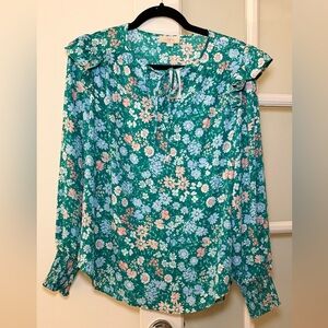 NWT LOFT Floral Green Blouse - XS